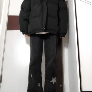 Plus Size Black Starry Jeans for Women - Slimming Narrow Straight Leg & Loose Wide Leg Design