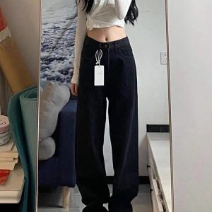 Plus Size Black Starry Jeans for Women - Slimming Narrow Straight Leg & Loose Wide Leg Design