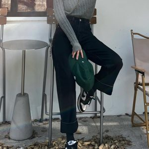 Plus Size Black Straight-Leg Jeans for Women, 2025 New Style, Loose Nine-Point Wide-Leg Pants for Pear-Shaped Figures