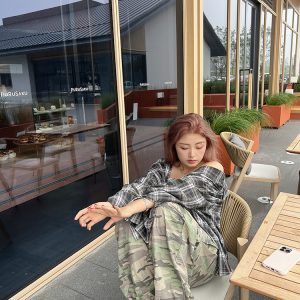 Plus Size Casual American Camouflage Wide-Leg Pants with Elastic Waist and Drawstring - Trendy Autumn Loose Cuffed Trousers