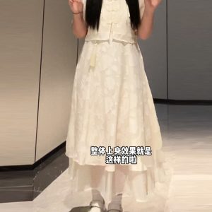 Plus-Size Chinese Style Summer Hanfu Dress Set - Retro Slimming Qipao Two-Piece Outfit for Chubby Women