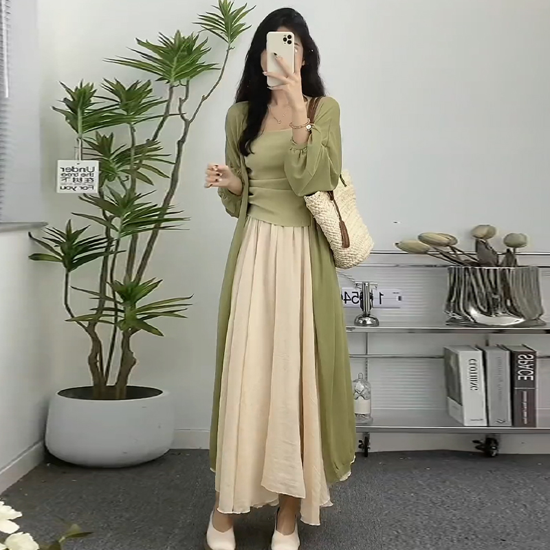 Plus-Size Chinese Style Zen-Inspired Three-Piece Set for Women - Lightweight Spring Outfit for Sun Protection and Flattering Fit