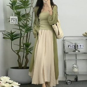 Plus-Size Chinese Style Zen-Inspired Three-Piece Set for Women - Lightweight Spring Outfit for Sun Protection and Flattering Fit