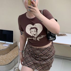 Plus-Size Color-Blocking Plaid Half-Length Skirt - American Style Sweet & Spicy Design, Comfortable & Slimming Fit