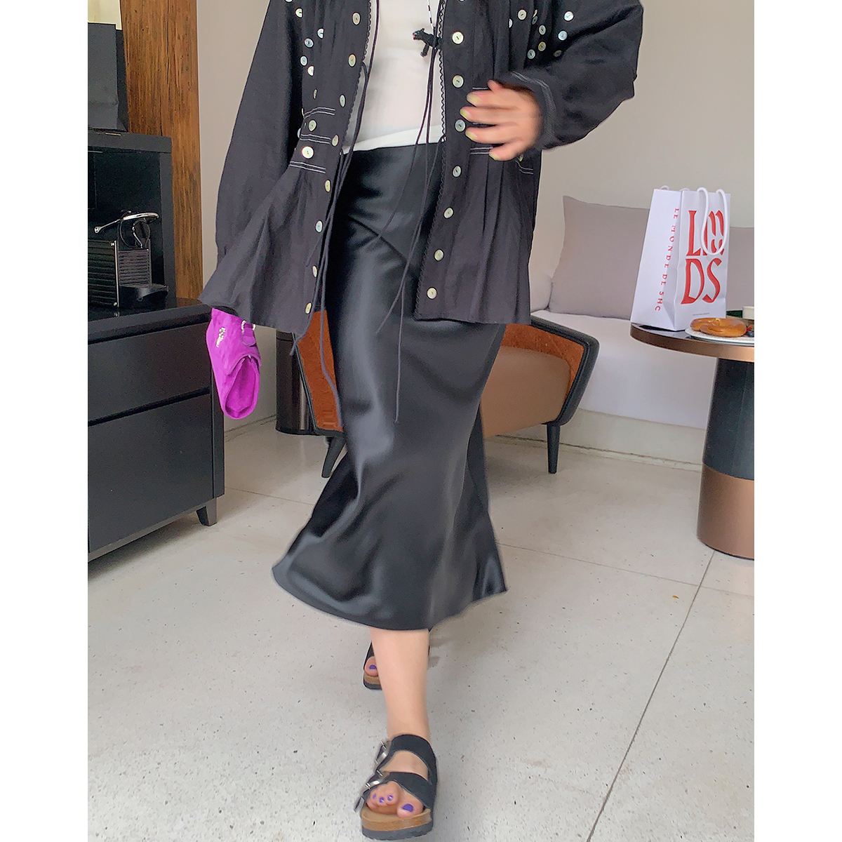 Plus Size Fish Tail Skirt for Women, Acetic Satin Half Skirt, High-End Spring Summer 2025 Fashion, Elegant Gold Design