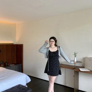 Plus Size Floral Bow Cami Dress - Korean Style, Romantic Atmosphere, Summer Fashion, Slightly Chubby, Itaewon-Inspired