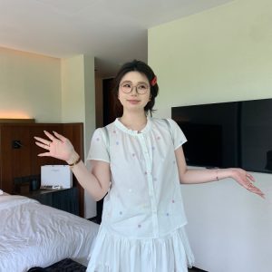 Plus Size Floral Embroidered Short Sleeve Shirt - Slightly Chubby Alice Summer Dream Top in Colorful Y2K Style