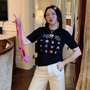 Plus Size Gold Support Printed Short Sleeve T-Shirt for Women - Slim Fit Summer Top in 2025 Trendy Style