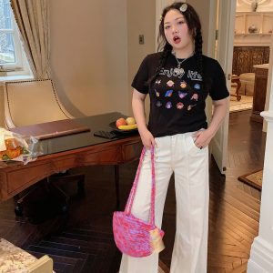 Plus Size Gold Support Printed Short Sleeve T-Shirt for Women - Slim Fit Summer Top in 2025 Trendy Style