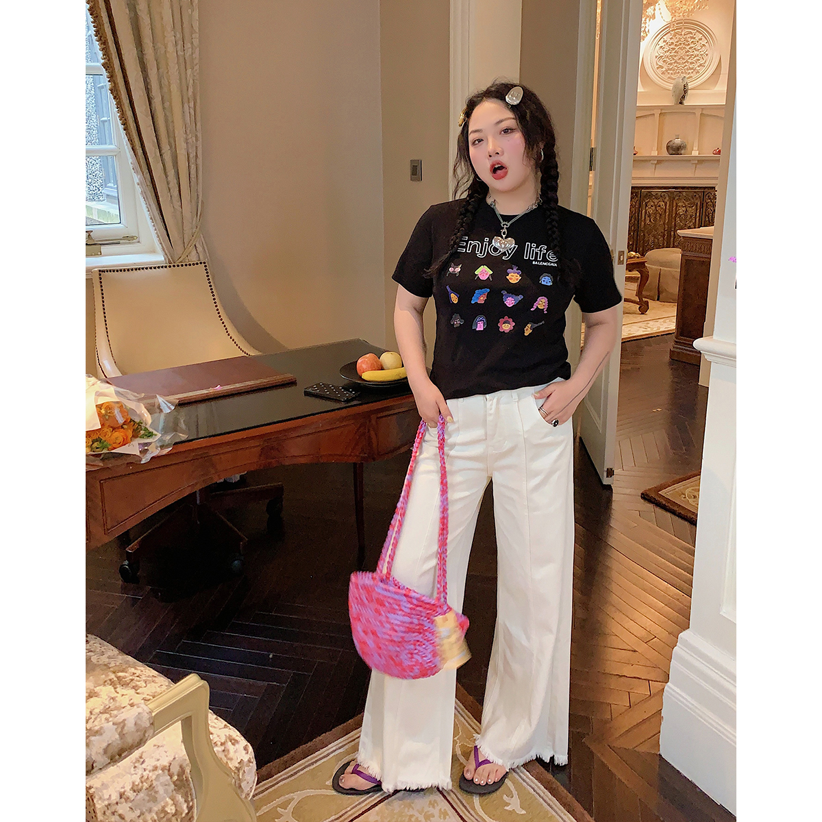 Plus Size Gold Support Printed Short Sleeve T-Shirt for Women - Slim Fit Summer Top in 2025 Trendy Style