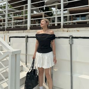 Plus Size High Waist Floral Puff Ballet Bodycon Skirt - Elastic Waist, Anti-Exposure, Y2K Style