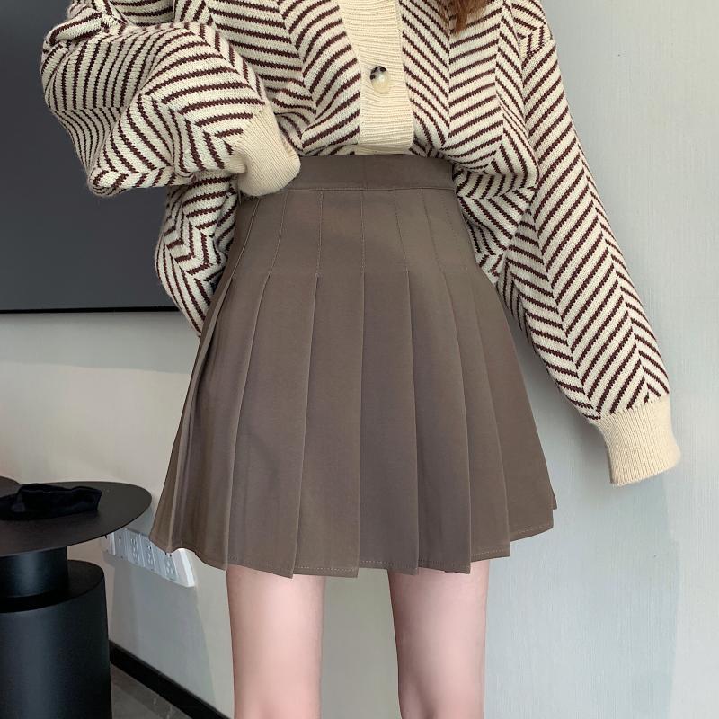 Plus Size High Waist Pleated A-Line Skirt for Women - Slimming College Style, Anti-Exposure, Perfect for Spring and Summer