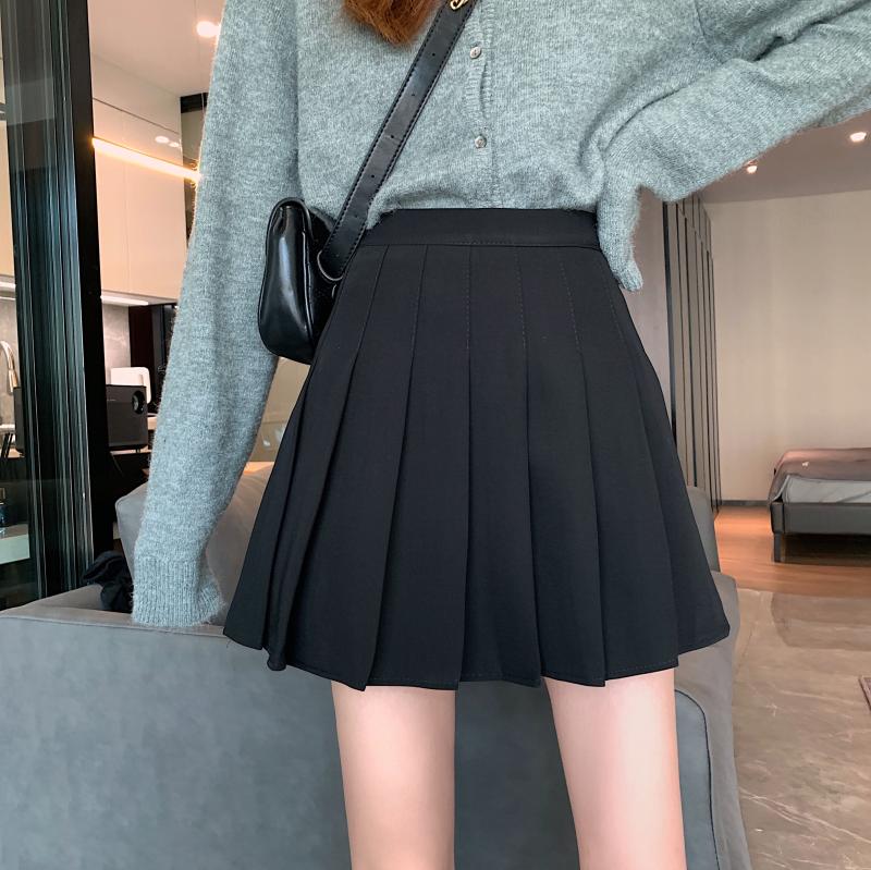 Plus Size High Waist Pleated A-Line Skirt for Women - Slimming College Style, Anti-Exposure, Perfect for Spring and Summer