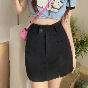 Plus Size High-Waisted A-Line Denim Skirt for Women - Summer Bodycon Style, Hip-Covering Design for Curvy Figures, Korean Fashion