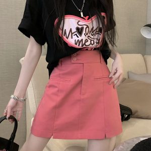 Plus Size High-Waisted A-Line Denim Skirt for Women - Summer Bodycon Style, Hip-Covering Design for Curvy Figures, Korean Fashion