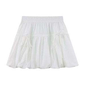 Plus-Size High-Waisted Bow Bud Half Skirt for Women - Slimming A-Line Puff Cake Skirt for Spring and Summer Fashion