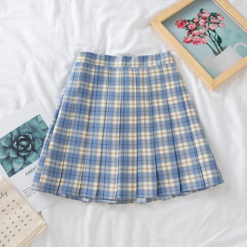 Plus-Size High-Waisted JK Plaid Pleated Skirt, A-Line College Style Uniform Skirt for Curvy Women, Trendy Plus-Size Fashion