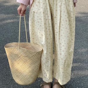 Plus Size High-Waisted Loose Wide-Leg Balloon Pants for Women, Casual Floral Trousers for Summer, Trendy Y2K Style