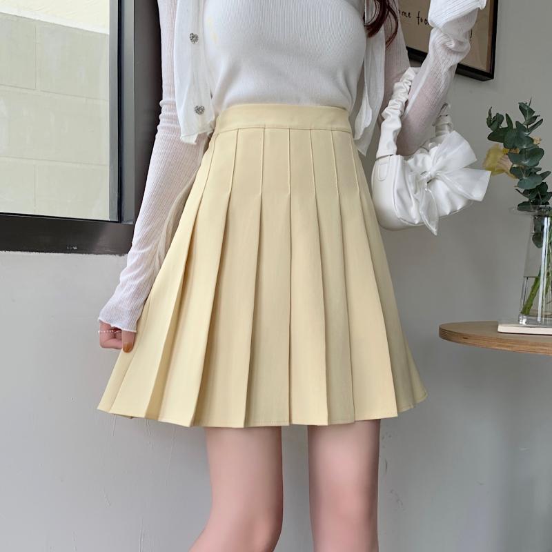 Plus Size High-Waisted Pleated A-Line Skirt for Women - Summer Mid-Length College Style, Anti-Exposure, Slimming Fit