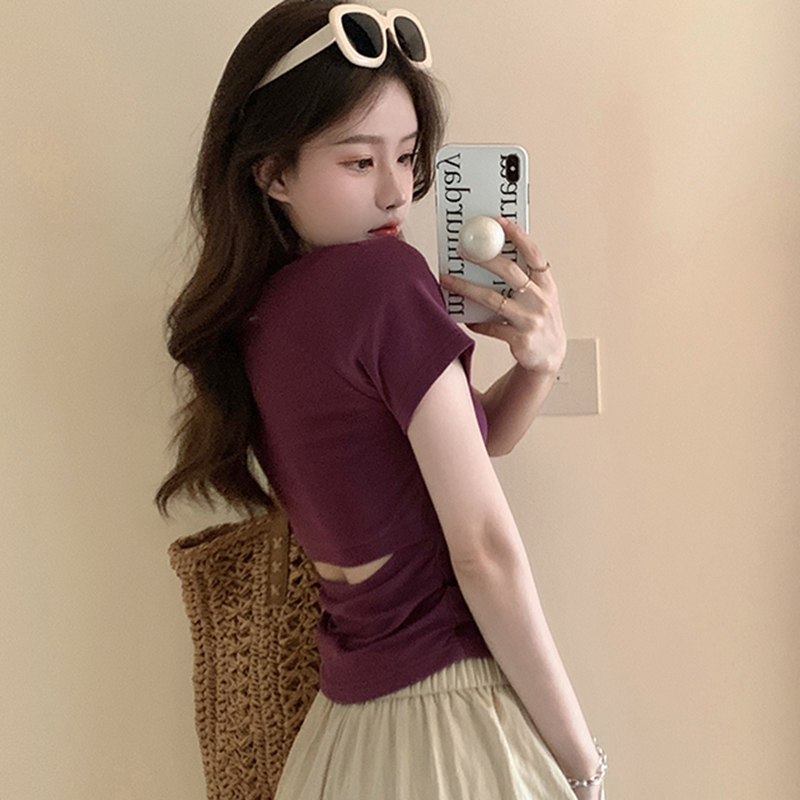 Plus-Size Hollow Out Pleated Shoulder Short Sleeve T-Shirt for Women - Summer Slimming Top, Spicy Girl Design, Covers Belly