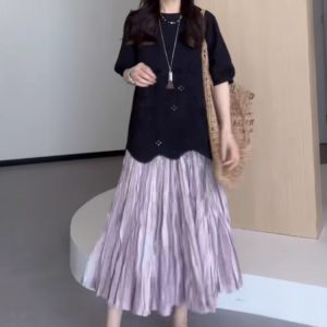 Plus Size Hollowed-Out Lace Short Sleeve Shirt for Women - Flattering Loose Fit, Perfect for Curvy Figures, Stylish and Comfortable