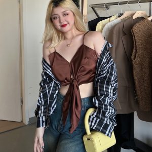 Plus Size HyunA Style Strap Tank Top - Trendy Slimming Inner Layer for Women, Sexy Must-Have Fashion Essential