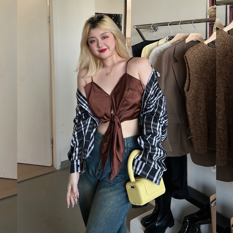 Plus Size HyunA Style Strap Tank Top - Trendy Slimming Inner Layer for Women, Sexy Must-Have Fashion Essential