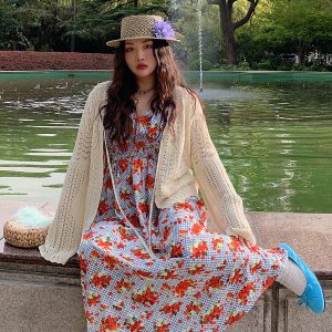 Plus Size Ice Silk Knitted Cardigan and Camisole Two-Piece Set for Curvy Women - Spring/Summer 2025 Fashion