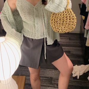 Plus Size Ice Silk Knitted Cardigan and Camisole Two-Piece Set for Curvy Women - Spring/Summer 2025 Fashion