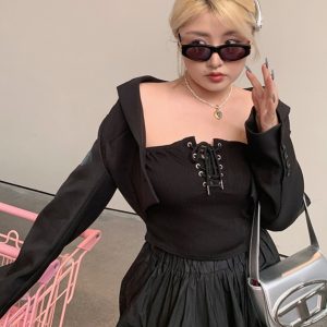 Plus Size Irregular Cape Blazer for Women, Long Sleeve Summer Sun Protection Top, Lightweight Fashion Outerwear