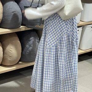 Plus Size Japanese-Style Irregular Splicing Plaid Skirt for Women, 2025 A-Line Large Swing Long Skirt