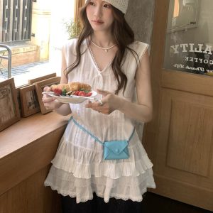 Plus-Size Lace Trim Tank Top for Women, Summer French Style, Loose Flattering Design, Sleeveless Fashion Essential