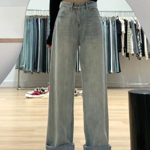 Plus-Size Light Denim Wide-Leg Pants for Women - Summer Straight-Leg BF Style, Loose Fit, Trendy and Comfortable
