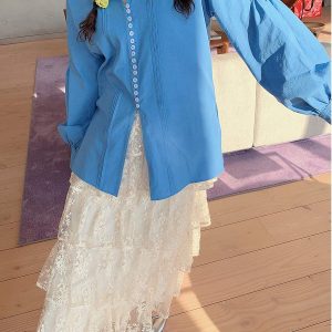 Plus Size Long Sleeve Shirt for Women, Spring 2025 Fashion, Age-Reducing Design, Trendy and Stylish Top