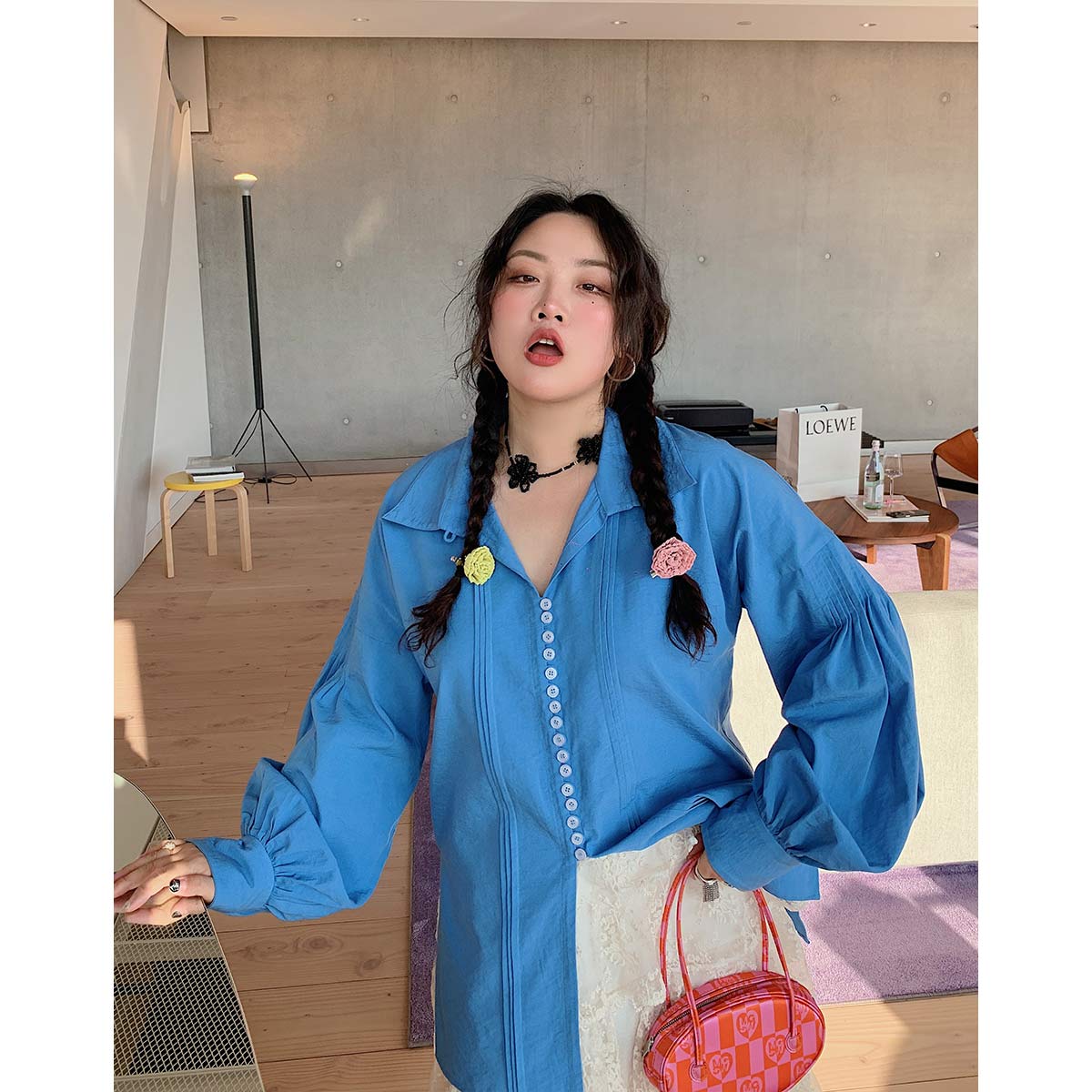 Plus Size Long Sleeve Shirt for Women, Spring 2025 Fashion, Age-Reducing Design, Trendy and Stylish Top