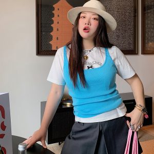 Plus Size Love Heart Bow Short Sleeve T-shirt for Women - Unique Beautiful Design - Spring/Summer 2025 - Y2K Korean Style Fashion