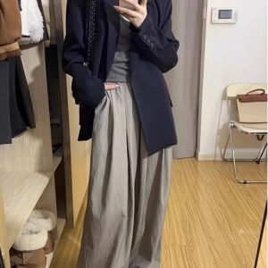 Plus Size Oversized Black Suit Jacket for Women - High-End Casual Blazer, Spring Autumn 2025 Loose Fit Fashion