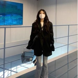 Plus Size Oversized Black Suit Jacket for Women, Casual Loose Blazer, High-End Feel, Spring Autumn 2025 Fashion