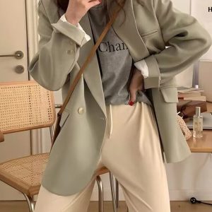 Plus Size Oversized Black Suit Jacket for Women, Casual Loose Blazer, High-End Spring Autumn 2025 Fashion