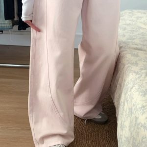 Plus Size Pink Curved Blade Wide Leg Jeans - 2025 New Style Relaxed Fit Flattering Pants for Women