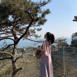 Plus Size Pleated Camisole Dress with Flowing Straps - Mesh Elastic Waist for Summer Beach Vacation, Island Style, Relaxed Fit