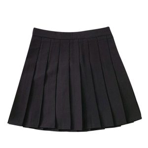 Plus Size Pleated High-Waisted A-Line Midi Skirt for Women, Korean Style Versatile Academy Look, Wrinkled Suit Design