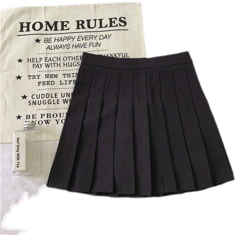 Plus Size Pleated High-Waisted A-Line Midi Skirt for Women, Korean Style Versatile Academy Look, Wrinkled Suit Design