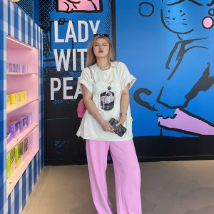 Plus Size Retro Barbie Pink Sweatpants for Women - Loose Fit Casual Street Style Long Pants