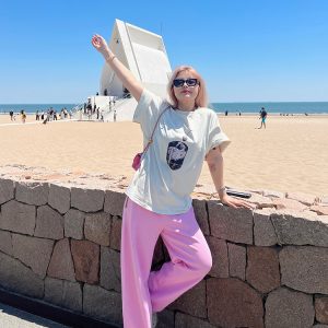 Plus Size Retro Barbie Pink Sweatpants for Women - Loose Fit Casual Street Style Long Pants