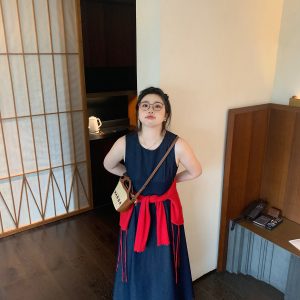 Plus Size Retro Blue Sleeveless Denim Dress with Elegant Vest - Chubby Urban Style Long Skirt for Weekly Reports