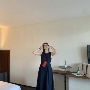 Plus Size Retro Blue Sleeveless Denim Dress with Elegant Vest - Chubby Urban Style Long Skirt for Weekly Reports