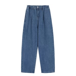 Plus Size Retro High-Waisted Button Straight-Leg Wide-Leg Pants - Casual Slimming Women's Jeans for Y2K and Vintage Style