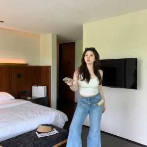 Plus-Size Retro Light Blue Stretchy Butt-Lifting Slim-Fit Flared Pants - Supermodel Shaping for a Chic 90s Look