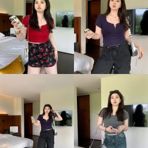 Plus Size Slim Fit Short Sleeve Crop Top for Cute Girls - Trendy and Comfortable Summer Style